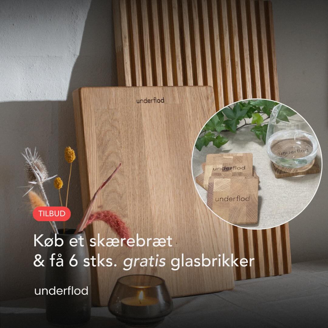 Stort skærebræt og gratis glasbrikker - Underflod