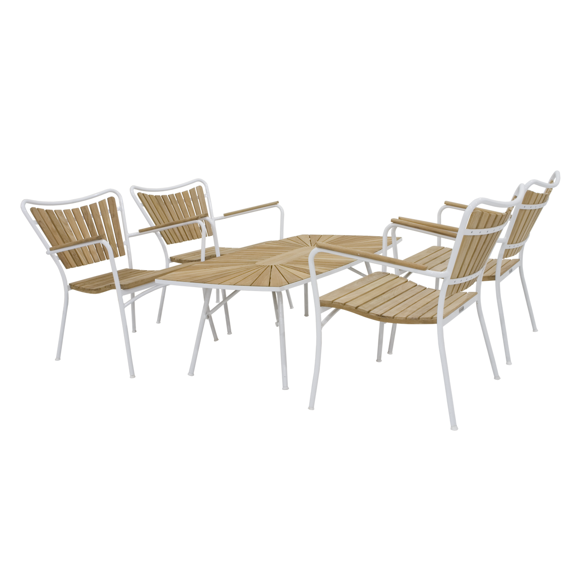 Loungesæt i marguerit serien med 4 stole og lounge bord