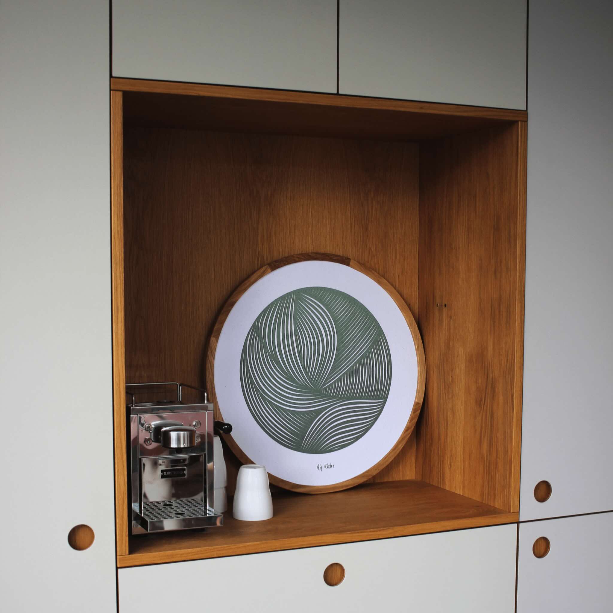 Kunsttryk i run træramme