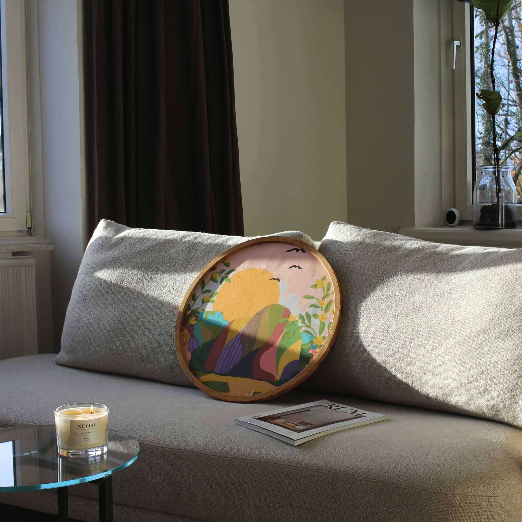 Kunsttryk i run træramme