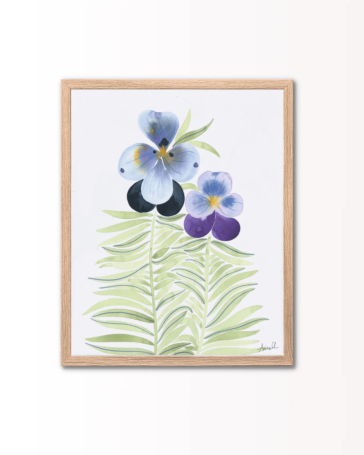 Kunsttryk med lilla blomst