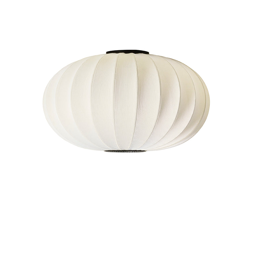 Rund loftlampe i hvid med sort detalje
