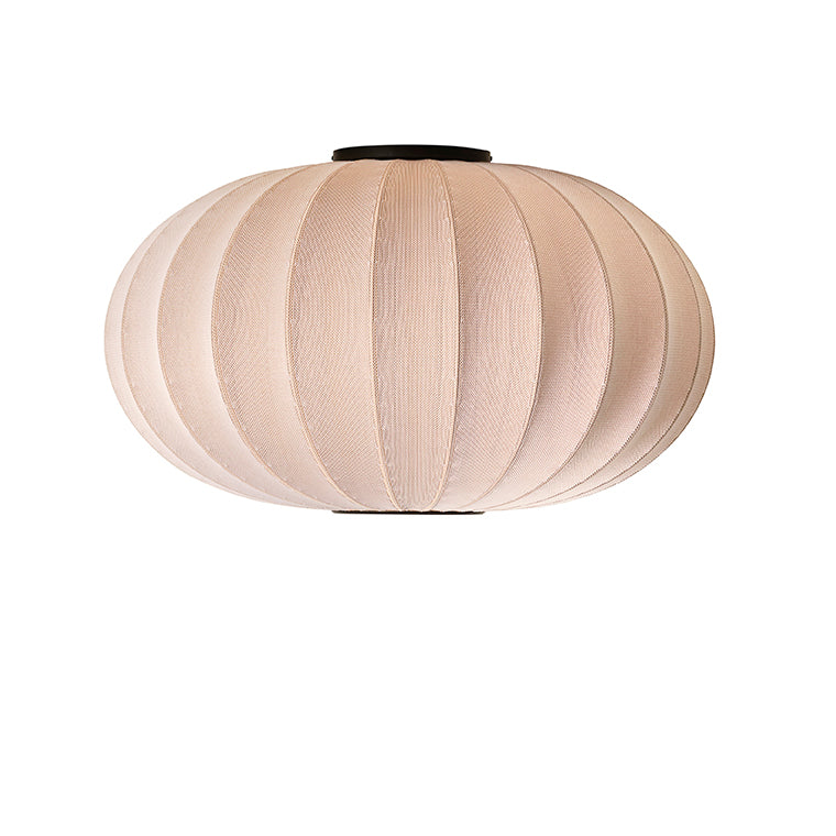 Rund loftlampe i sandfarvet med sorte detaljer