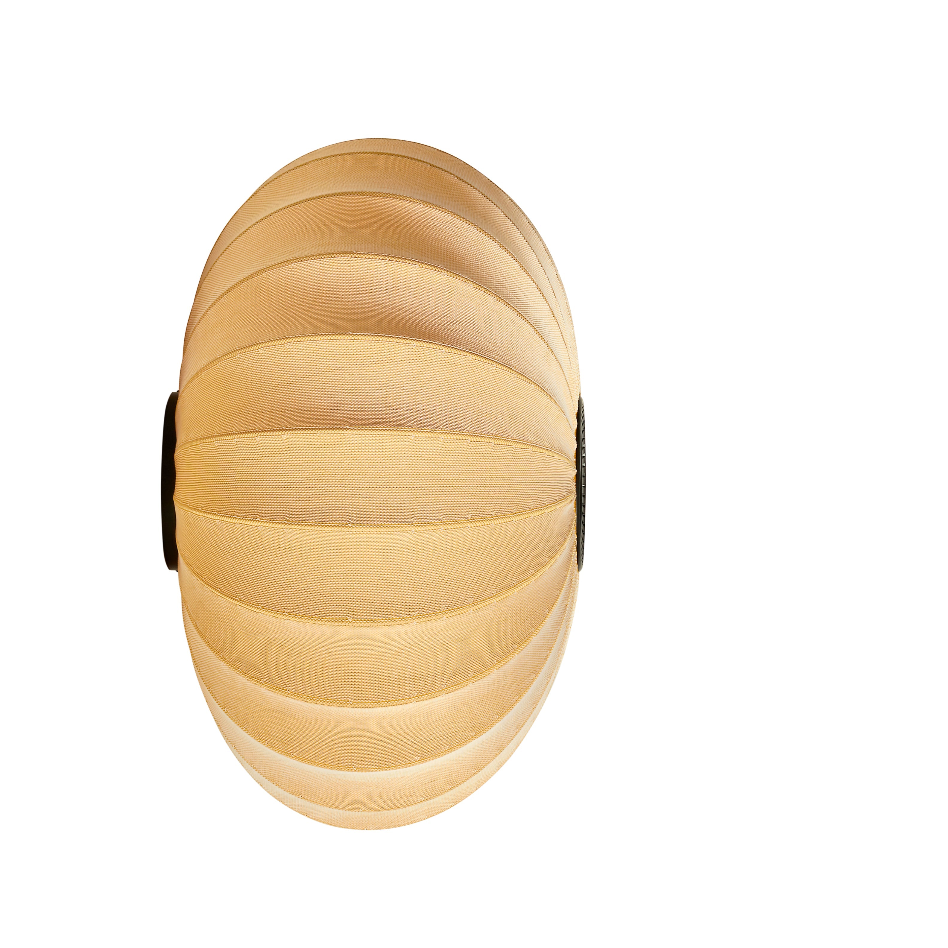 Loftlampe i gul og sort set fra siden af