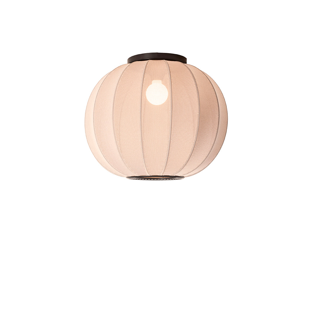 Loftlampe i beige stof med sorte detaljer