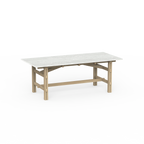 Firkantet spisebord med marmorplade og træben