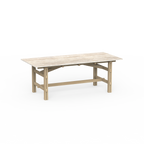 Firkantet spisebord med marmorplade og træben