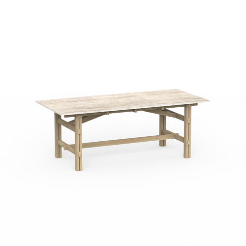 Firkantet spisebord med marmorplade og træben