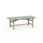 Firkantet spisebord med marmorplade og træben