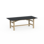 Firkantet spisebord med marmorplade og træben