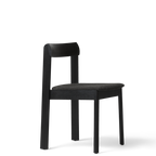 Spisebordsstole i sort træ med sæde i tekstil