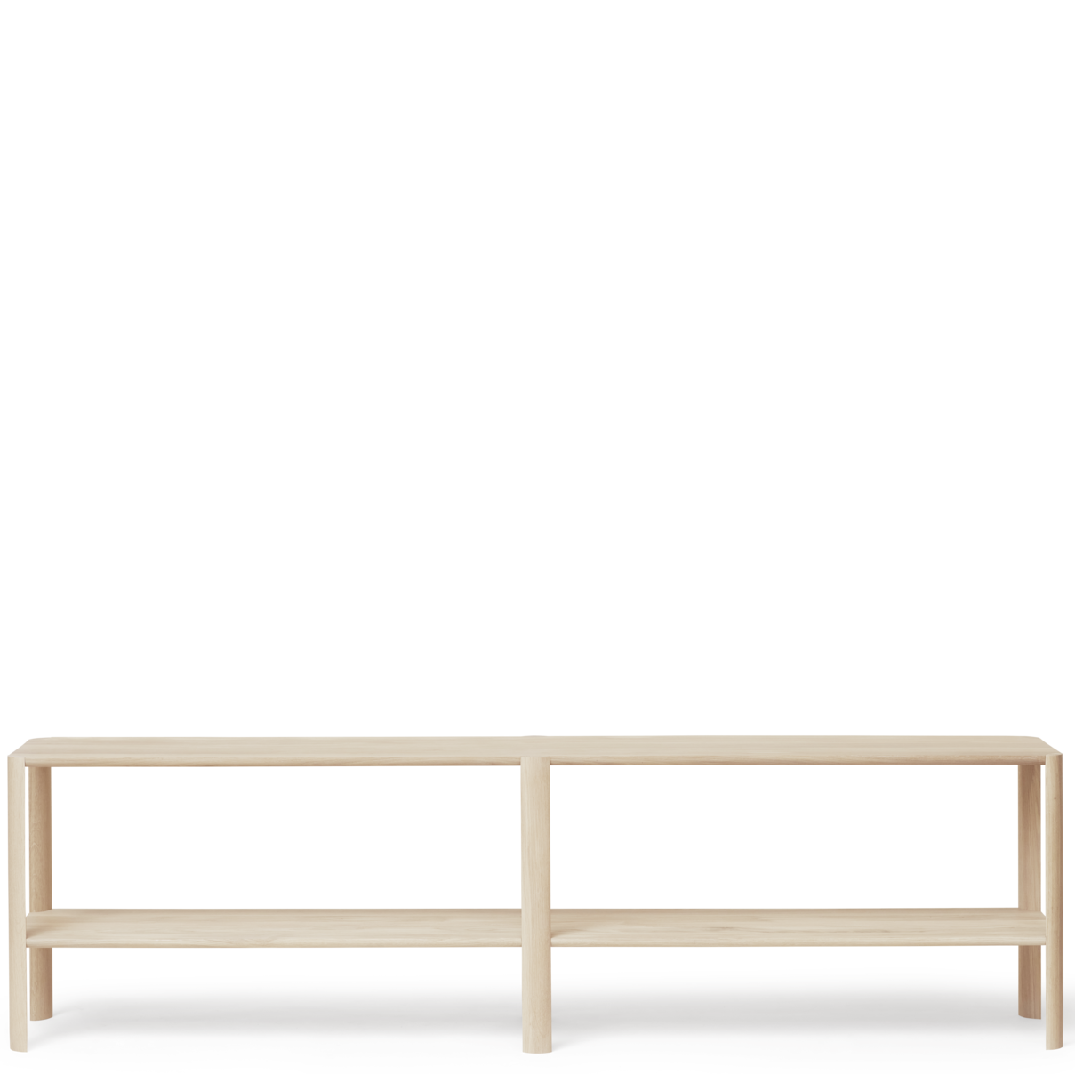 Reol med 2 hylder aflang, i lys træ