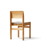 Spisebordsstol i eg, med polstret sæde