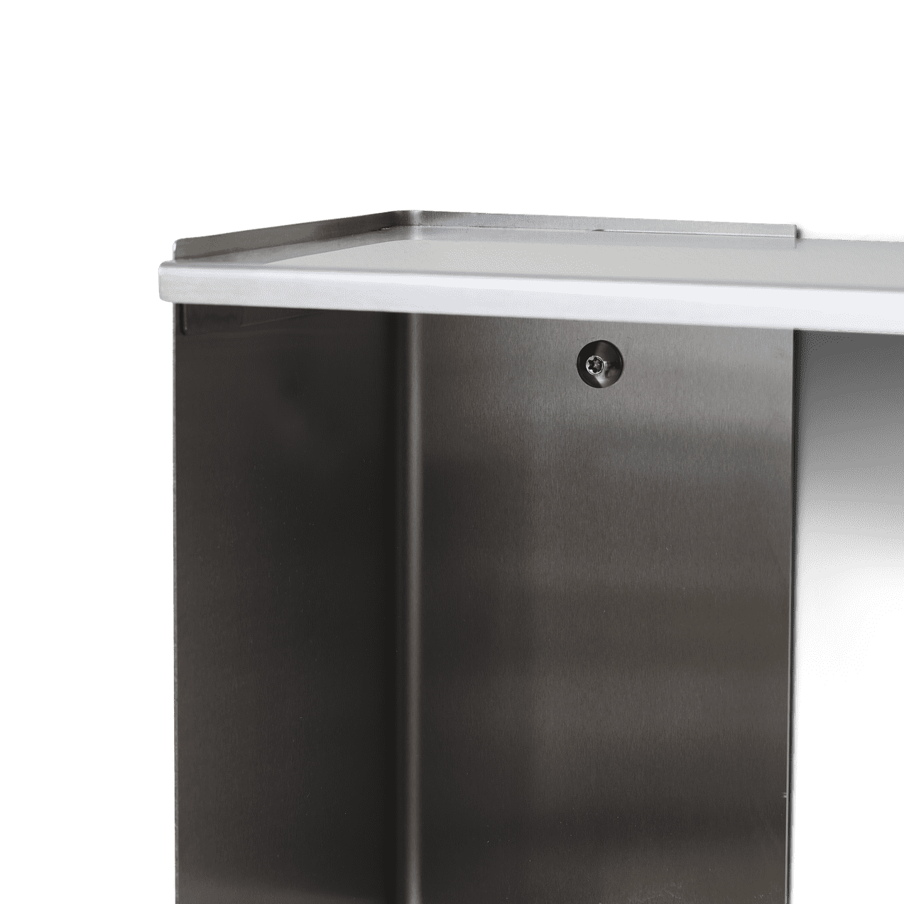 Nærbillede af skrue i krom hylde