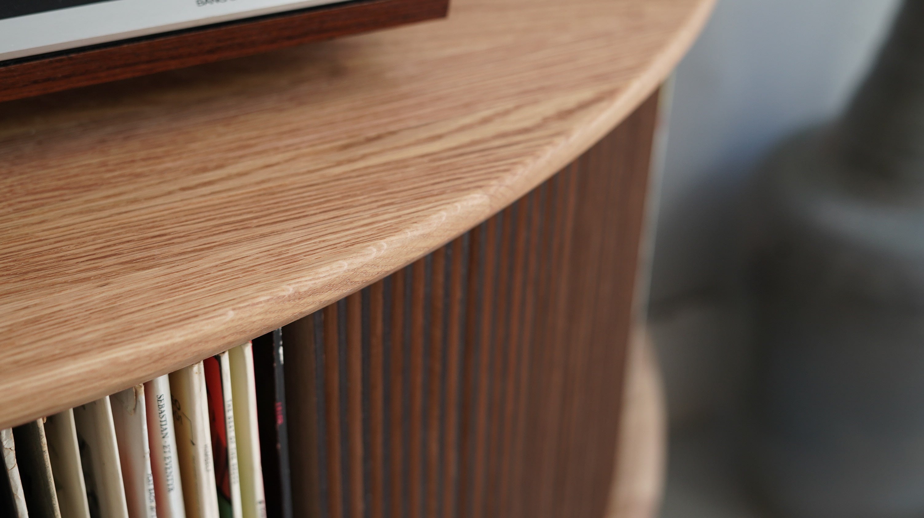 Nærbillede af vinylmøbel