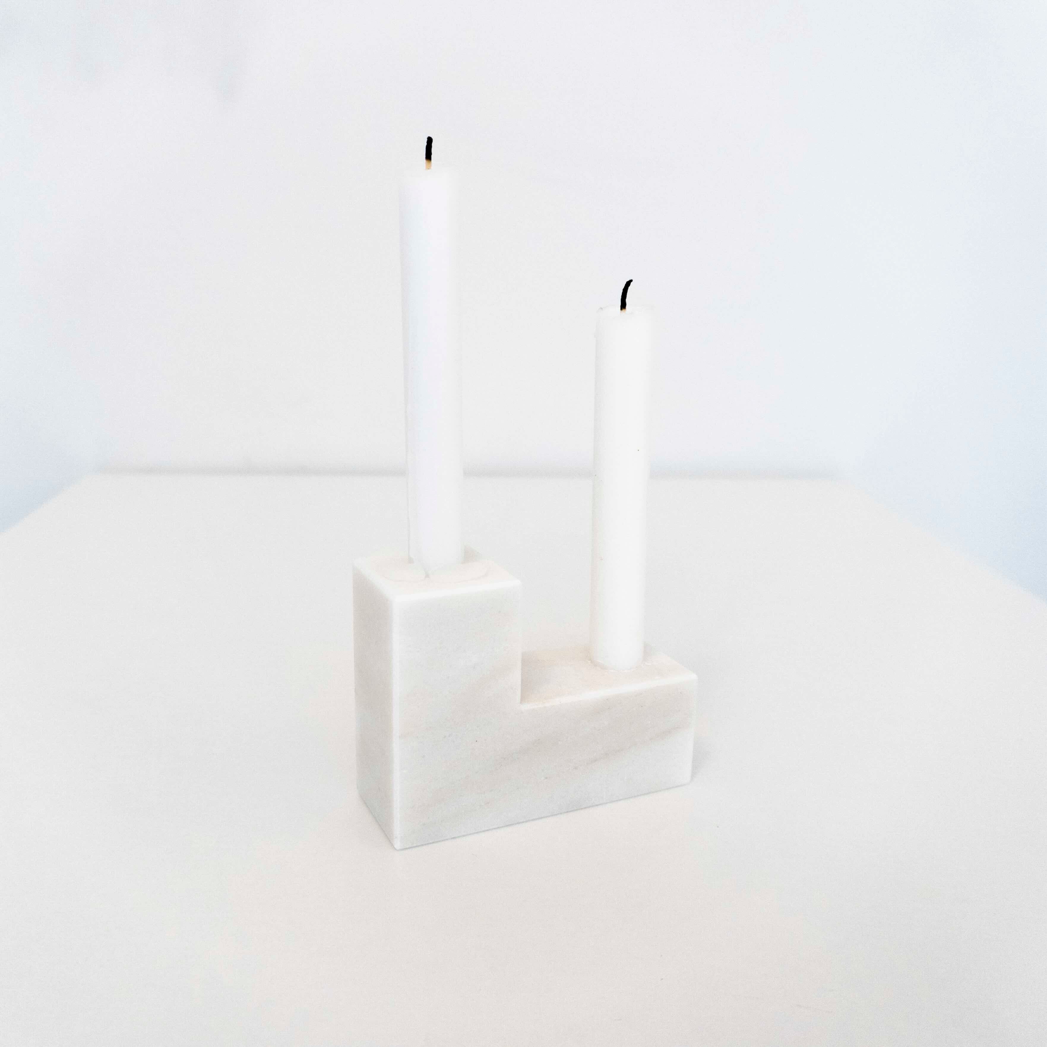 Hvid marmor lysestage