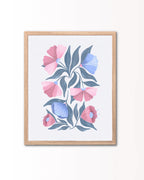 Kunsttryk med farverige blomster