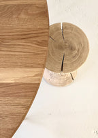 Flot skammel i egetræ set ovenfra