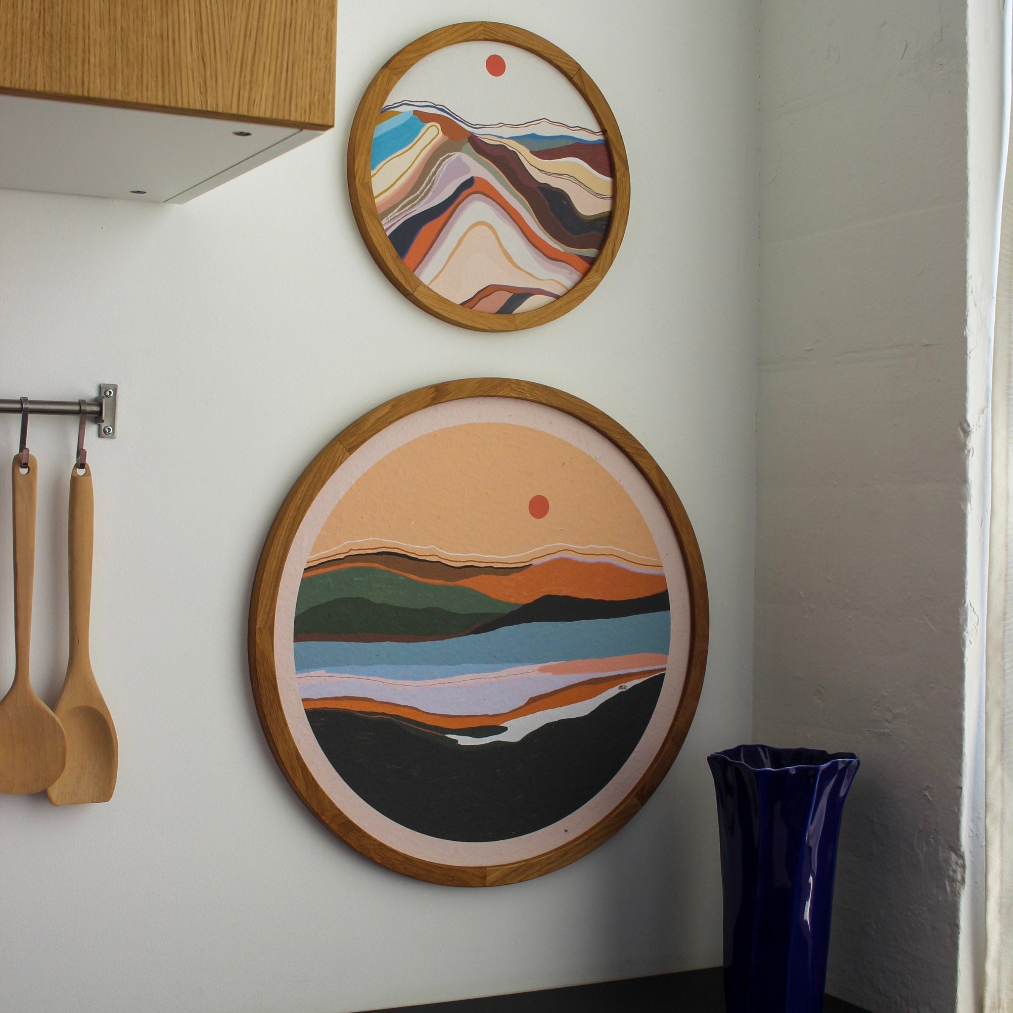 Kunsttryk i run træramme