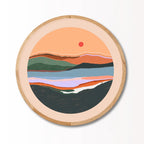 Rund plakat med ramme i egetræ