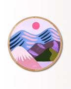 Rund plakat med ramme i egetræ