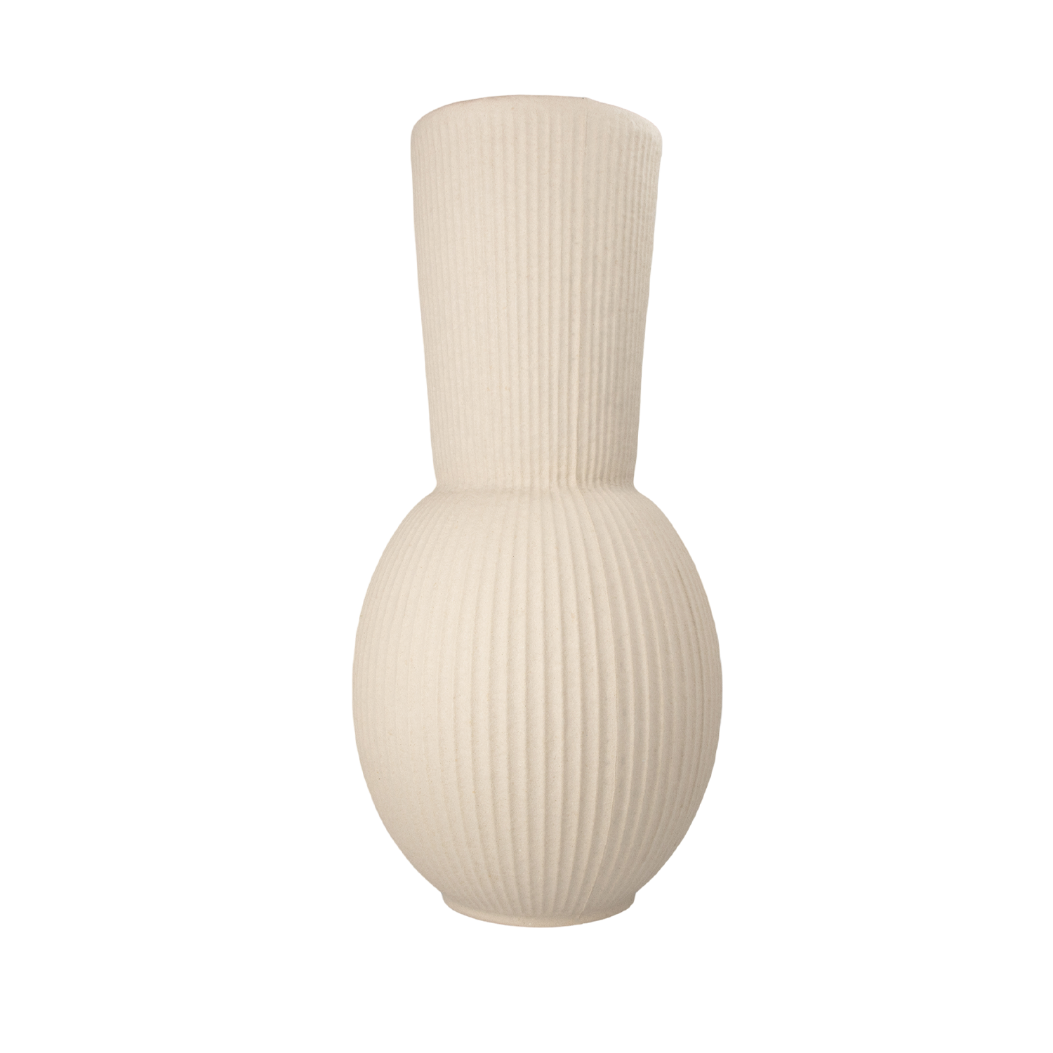 Stor vase med høj hals i beige