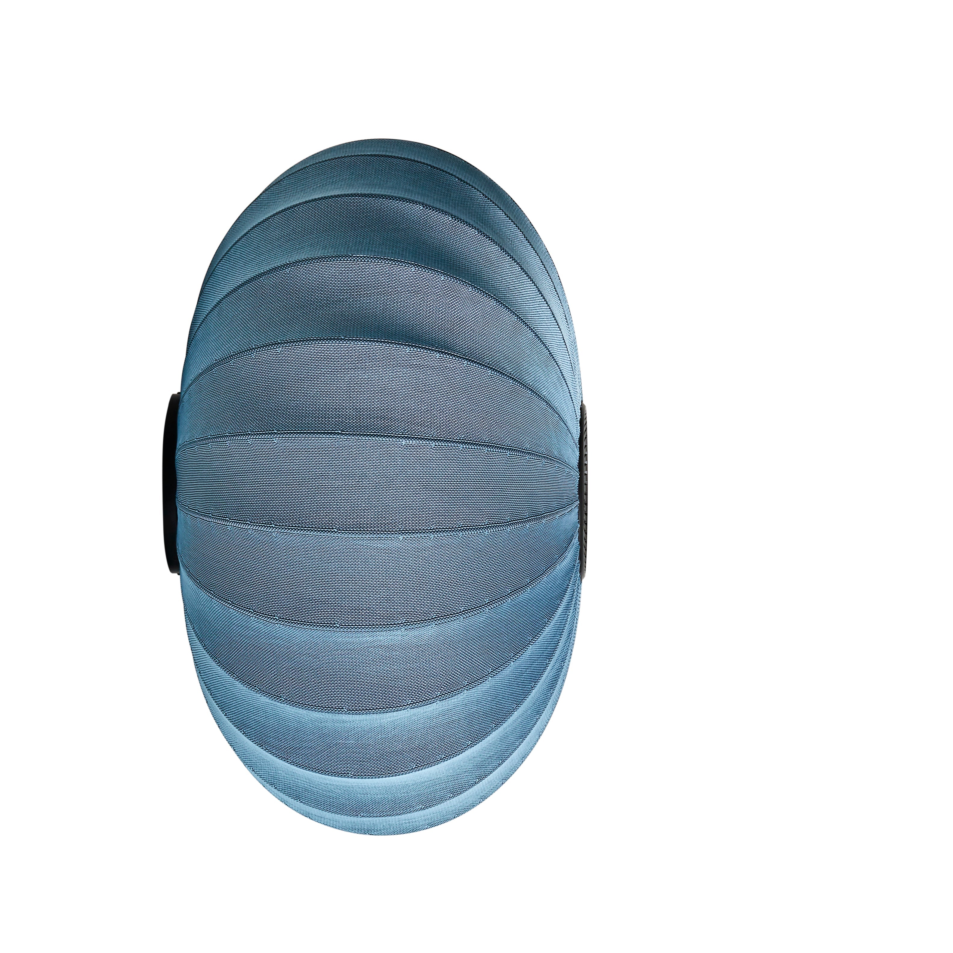 Lampe i strik med blå og sorte detaljer