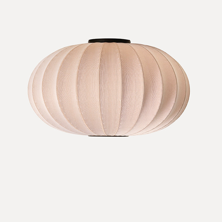 Rund loftlampe i sandfarvet med sorte detalje