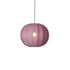 Loftlampe i stof med lilla med sort ledning