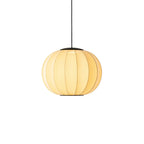 Rund loftlampe i gul med sort ledning