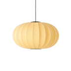 Loftlampe i gul stof med lys i 