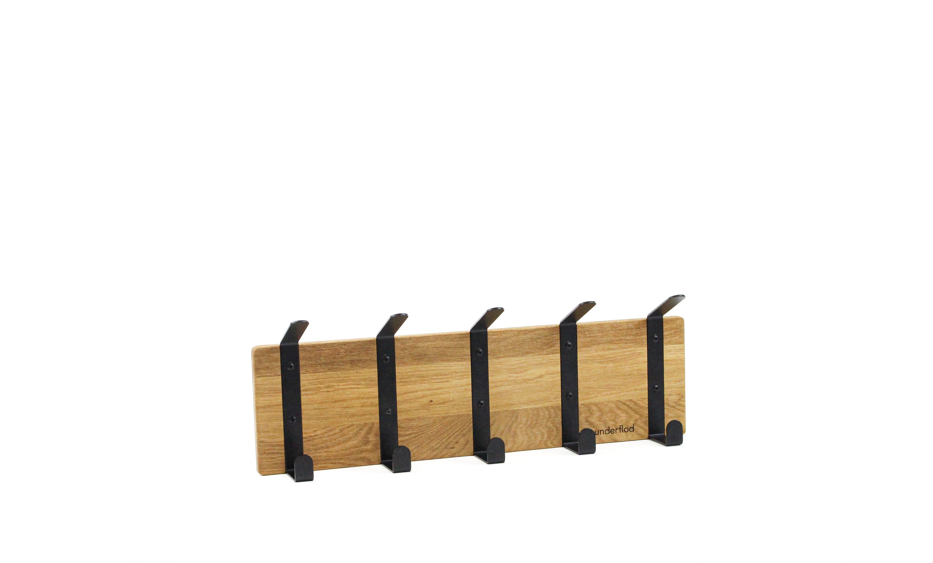 Knagerække med 5 sorte kroge, Underflod logo