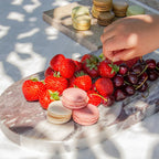 Marmor serveringsbakke med frugt