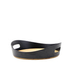 Bakke med egetræs bund og sort side/håndtag