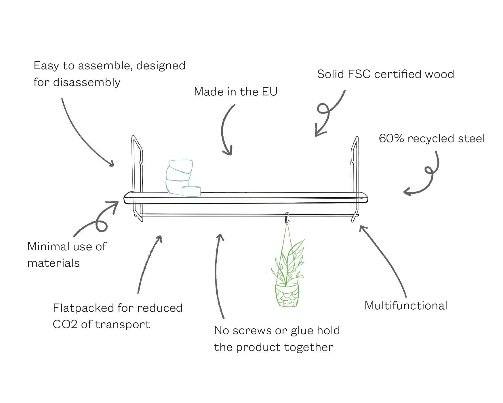 Urban Nomad Console Table - Black with black steel frame. 68x27 cm - FÓLK Reykjavik